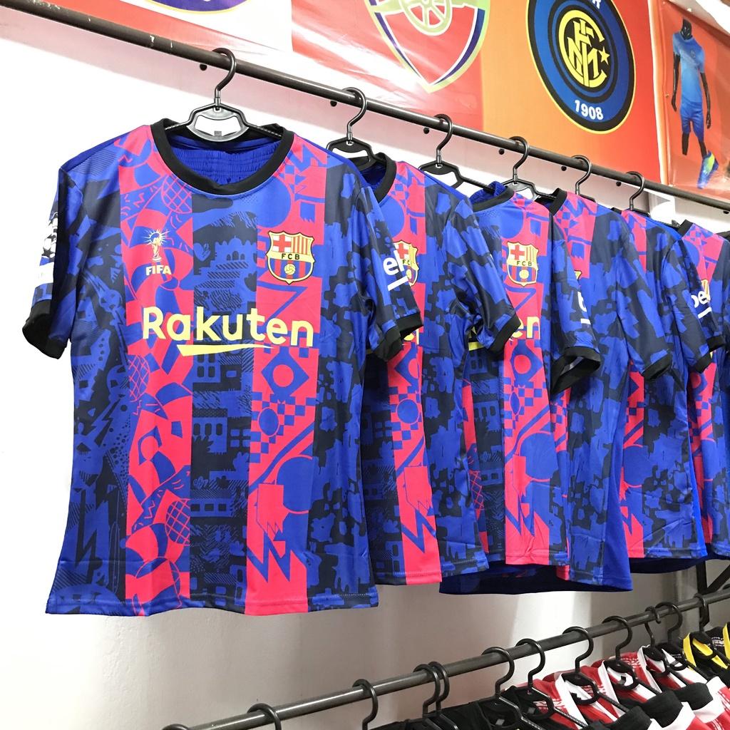 Mẫu áo đá banh chất vải thui thái lạnh bộ quần áo chơi thể thao CLB Barcelona 2022
