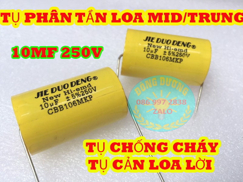 TỤ PHÂN TẦN CHỐNG CHÁY LOA TRUNG - MID CÁC LOẠI - 250V VÀNG