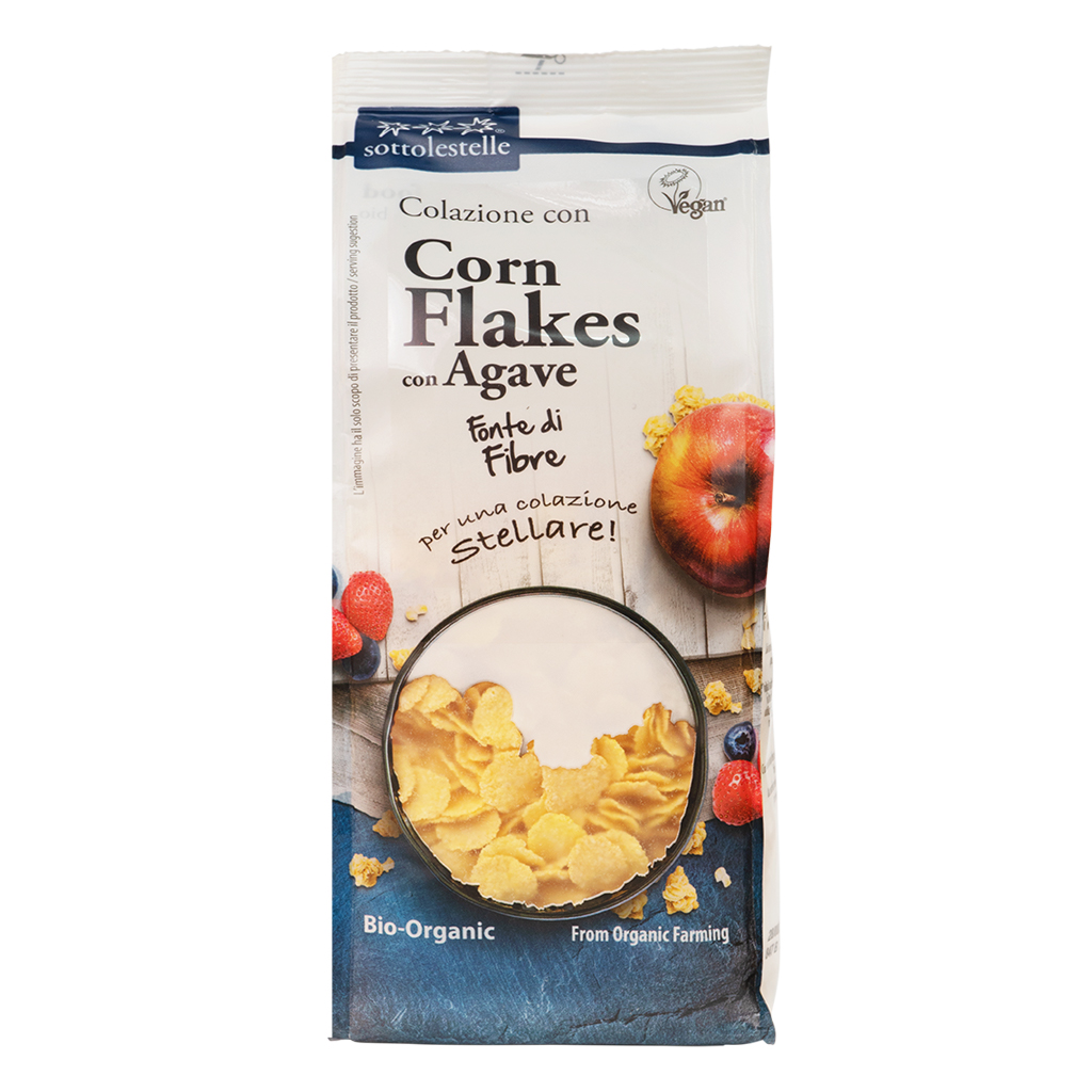 Ngũ cốc hữu cơ bắp ngô siro cán dẹp Sottolestelle 300g Organic Corn Flakes Agave