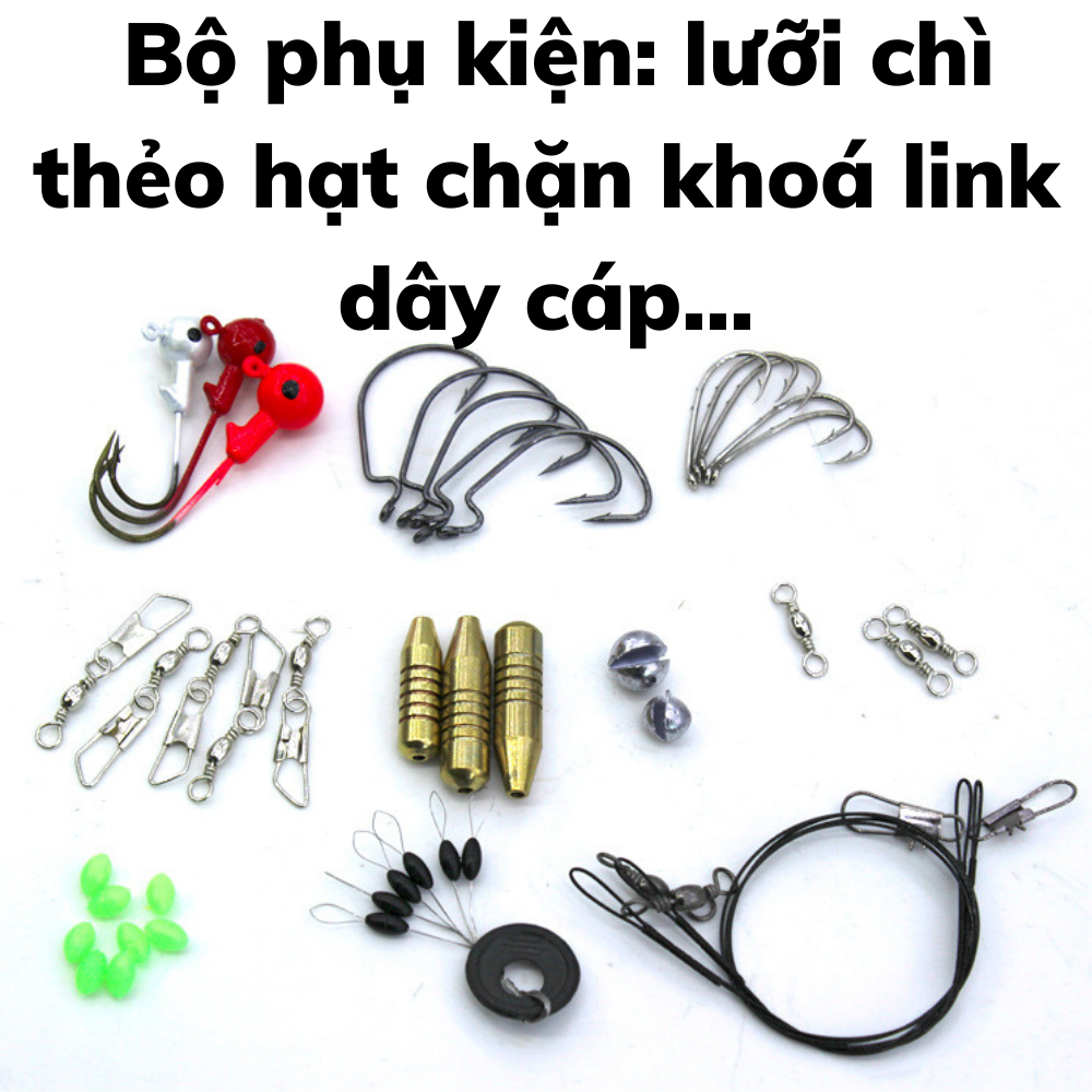 Combo bộ mồi giả câu lure và phụ kiện 100 món fimax (gồm mồi cá giả, bộ mồi mềm, mồi thìa lure suối, phụ kiện lưỡi chì khoá link…), hộp mồi giả để câu cá lóc chẽm rô phi, câu lure cá sông biển và lure suối cực hiệu quả