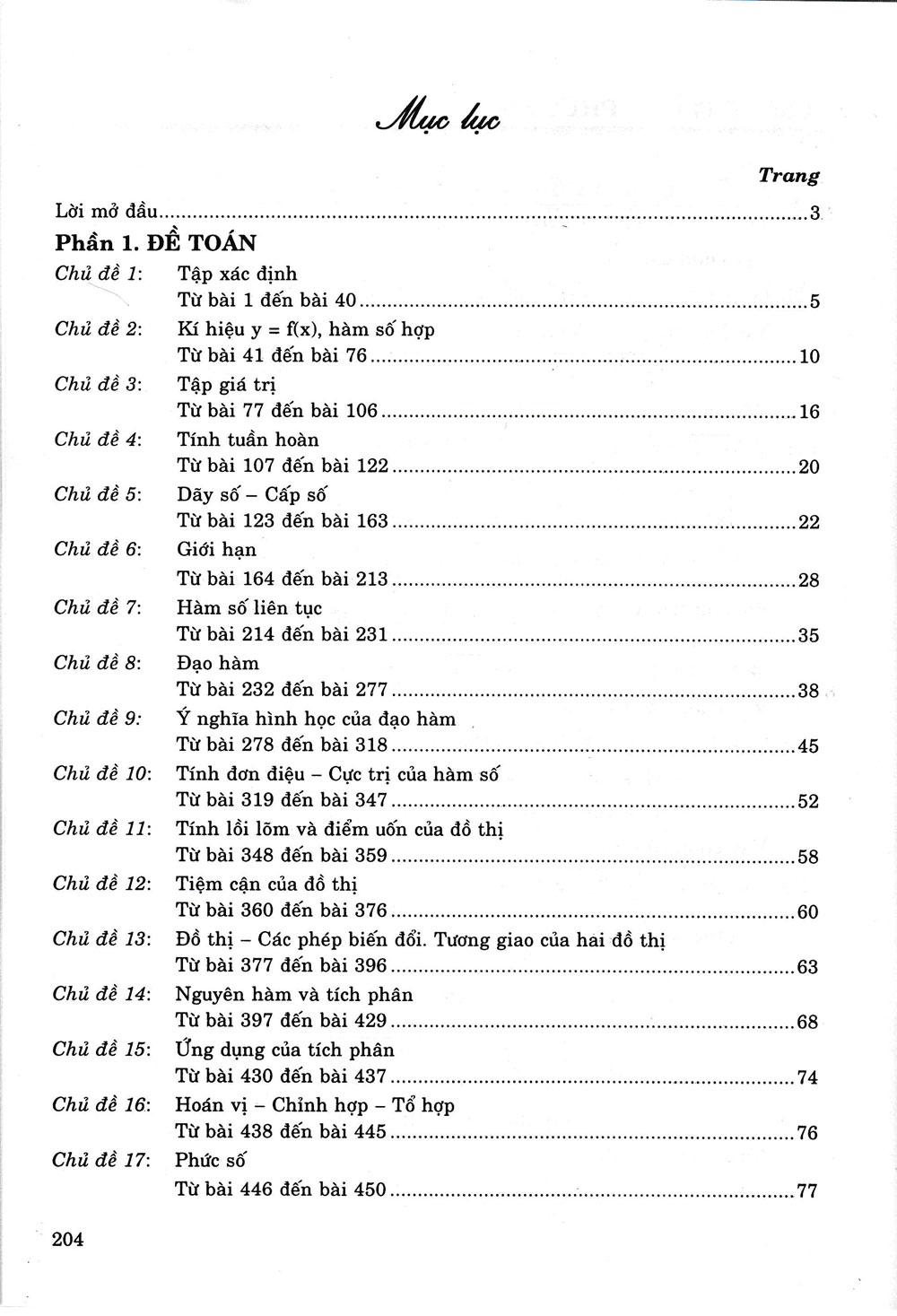 450 Bài Tập Trắc Nghiệm Giải Tích Có Đáp Án