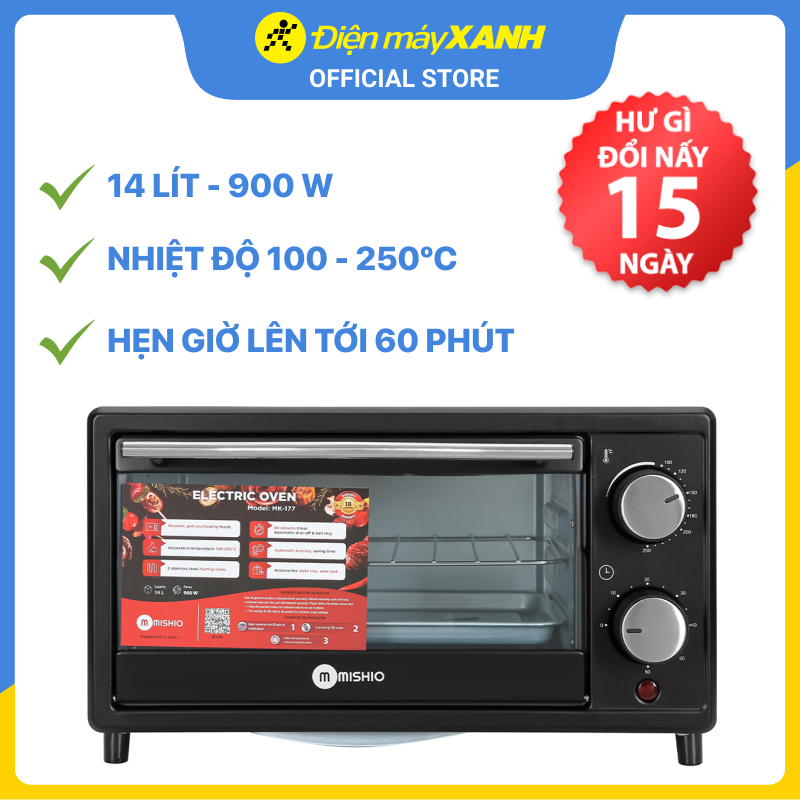 Lò nướng Mishio MK-177 14 lít - Hàng chính hãng