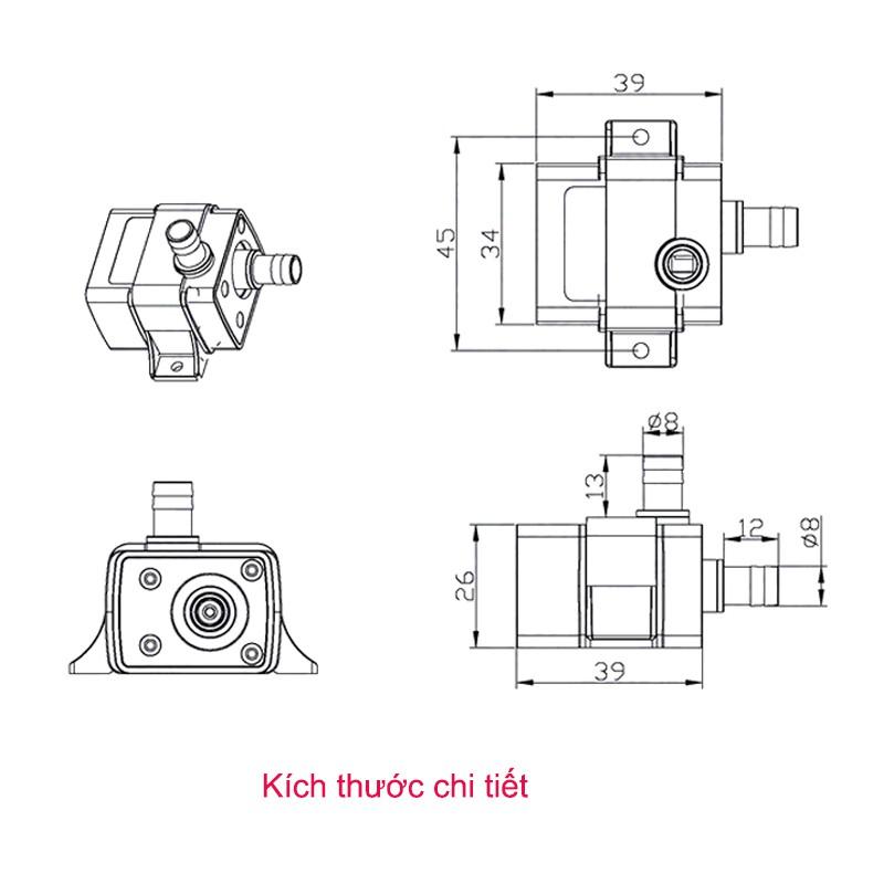 Bơm chìm mini 12V3.6W cho tiểu cảnh