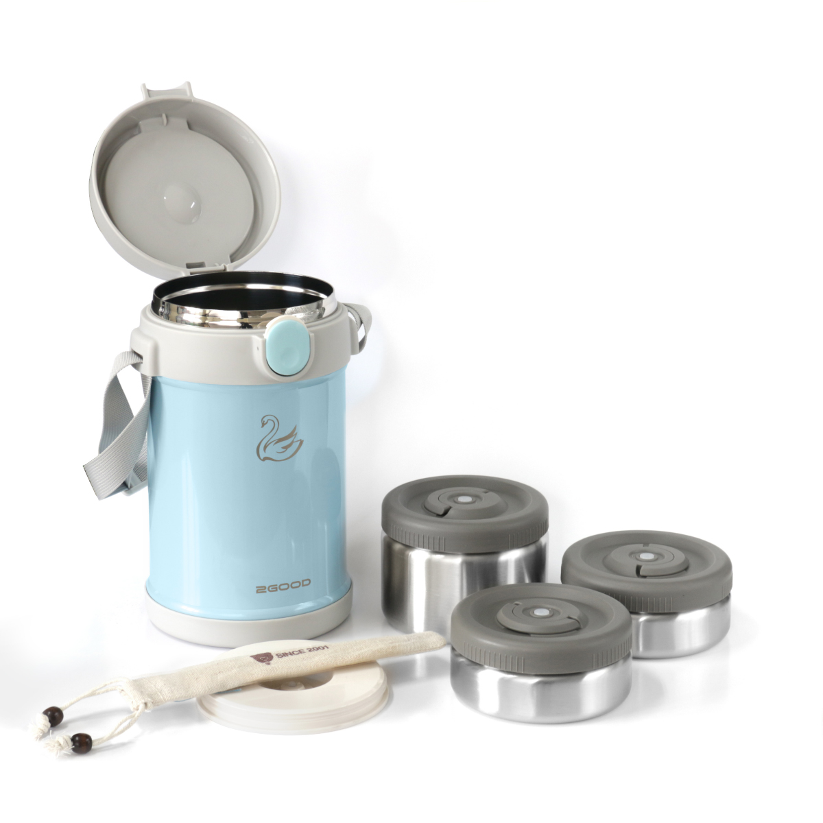 Bộ Hộp Cơm Giữ Nhiệt 2GOOD Lunch Box HC01 - Kèm Muỗng và Đũa Inox 304