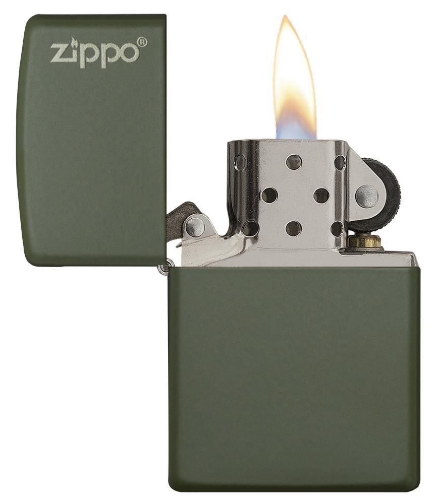 Bật Lửa Classic Green Matte Zippo Logo 221ZL