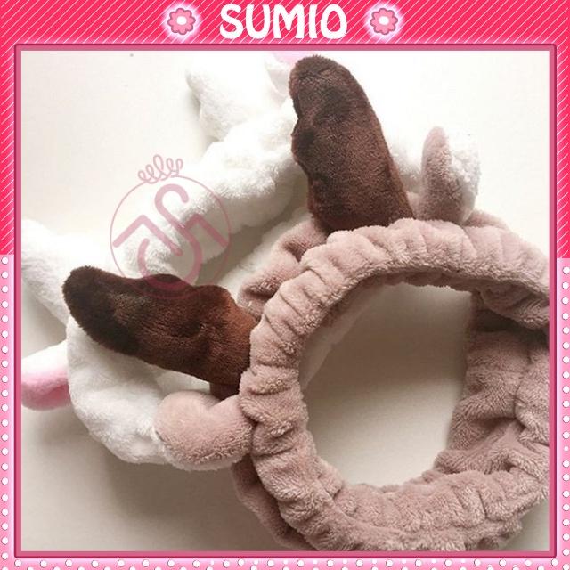 Băng đô rửa mặt bờm cài tóc turban dễ thương cute tai thỏ mèo tuần lộc gấu vải nhung nơ cho bé gái nam nữ