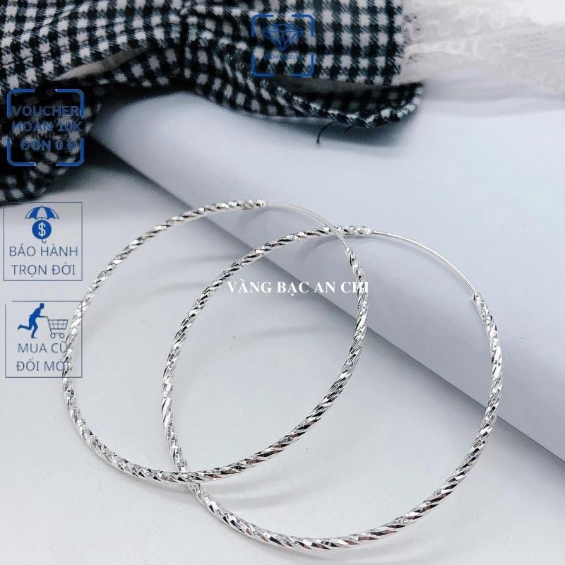 Khuyên tai, bông tai bạc nữ vòng tròn to cá tính. trang sức Anchi jewelry