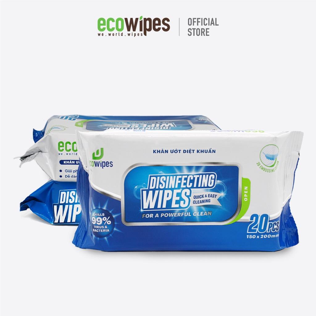 Combo 03 gói khăn giấy ướt diệt khuẩn Disinfecting Wipes gói 20 tờ diệt 99,9% vi khuẩn hương chanh dịu nhẹ không kích ứng da