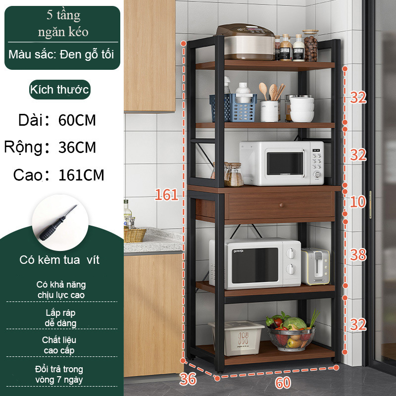 Tủ để đồ nhà bếp đa năng nhiều tầng kèm tủ và ngăn kéo tiện dụng phù hợp với mọi không gian - 5 tầng-ngăn kéo