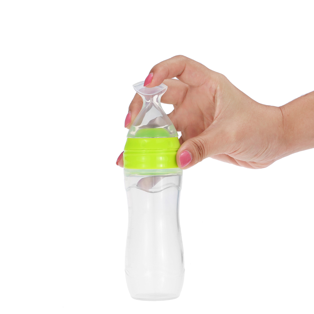 bình ăn dặm dành cho em bé 120ml làm bằng chất liệu PP không chứa BPA , silicon chống rò rỉ an toàn 
