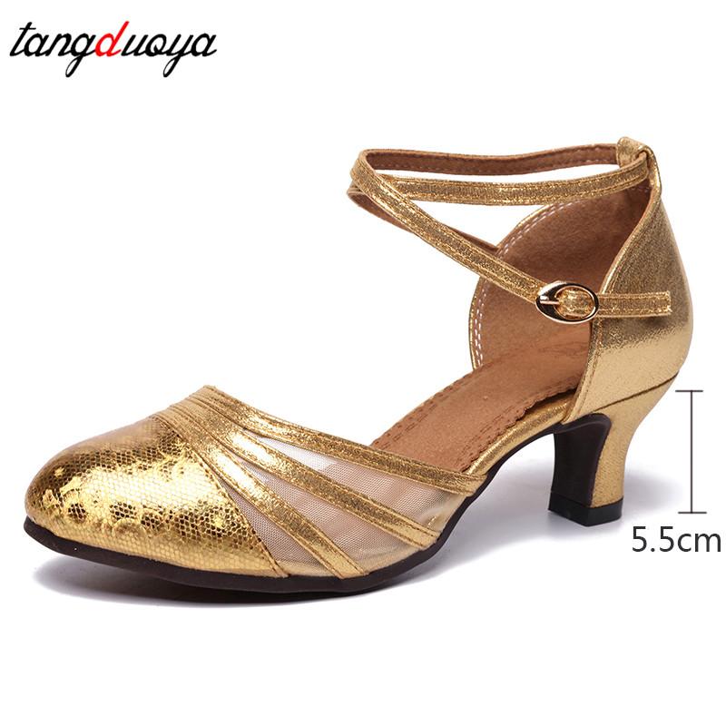 Giày Khiêu Vũ Jazz Cho Nữ Giày Khiêu Vũ Tango Latino Giày Khiêu Vũ Nữ Giày Khiêu Vũ Cho Bé Gái Vàng Bạc Color: 5.5cm out xiangbin Shoe Size: 40