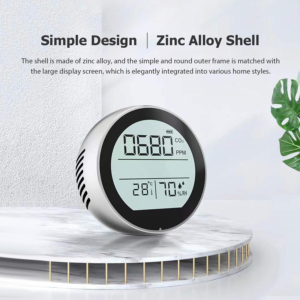 Air Quality Detector LED Digital USB Rechargeable Infrared CO2 Digital Meter 400-5000 PPM Range NDIR Sensor CO2 Temperature and Humidity 3 in 1 Tester for Room Office Greenhouse Warehouse