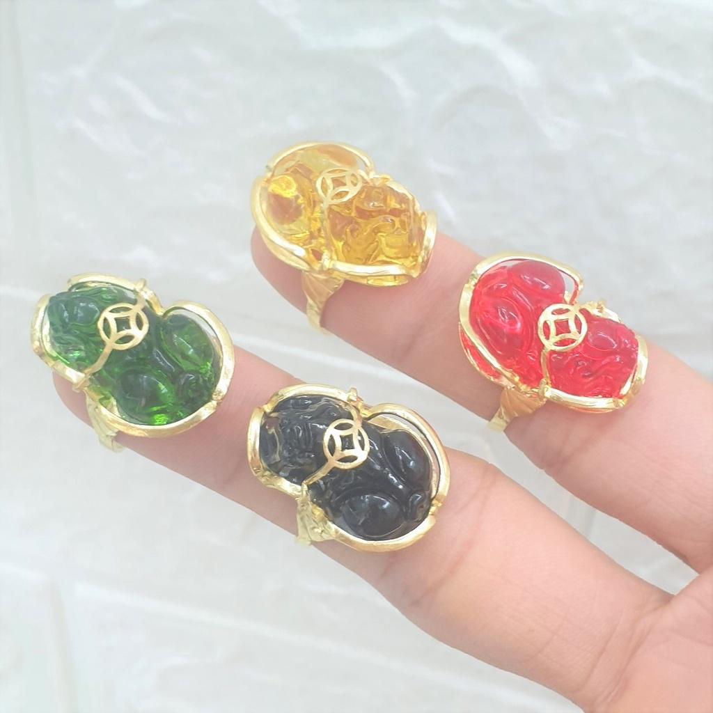 Nhẫn Tỳ Hưu Vàng Đá Vonfram Cao Cấp-Bao dùng 5 năm trên mọi điều kiện