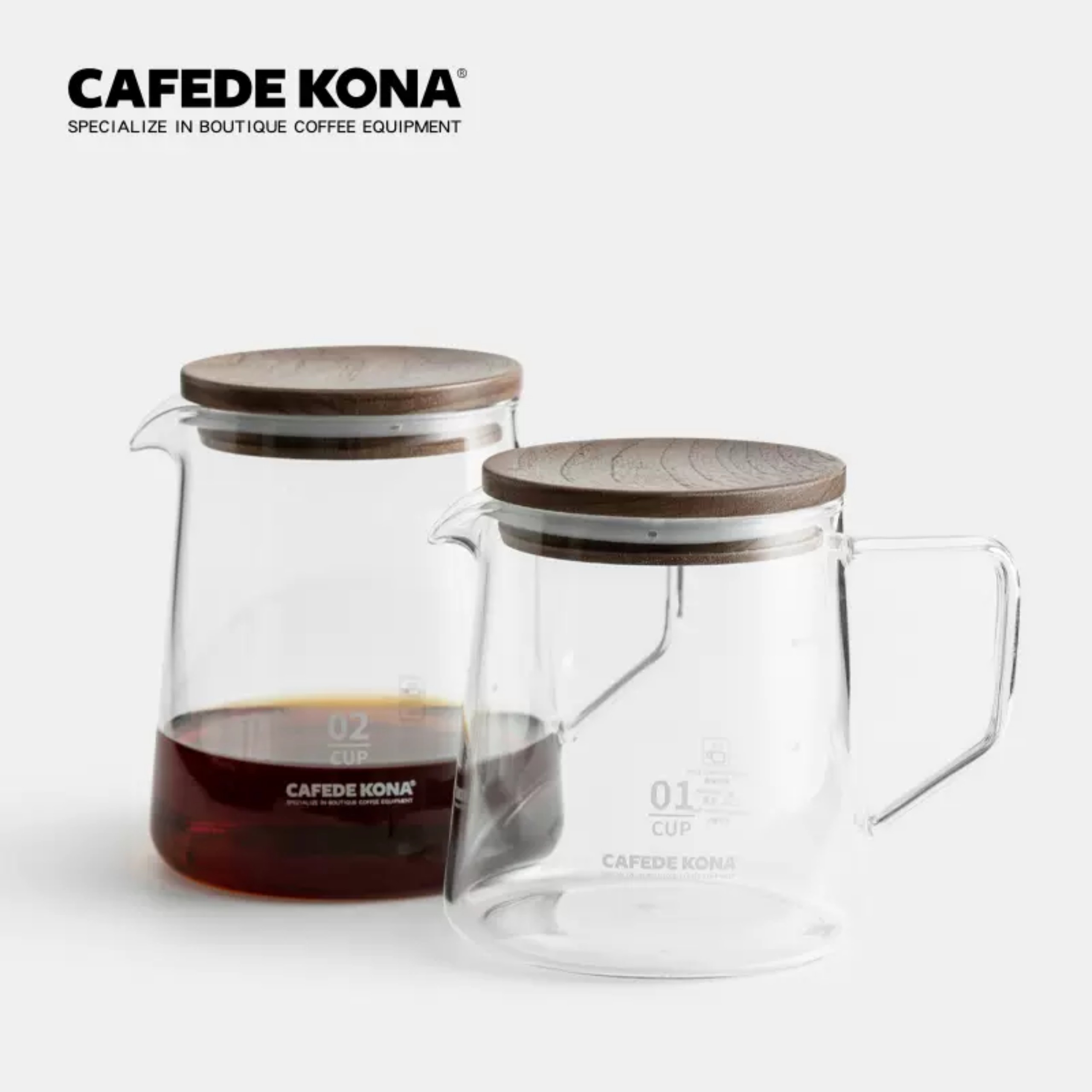 Bình thuỷ tinh phục vụ cà phê có nắp gỗ Cafede Kona