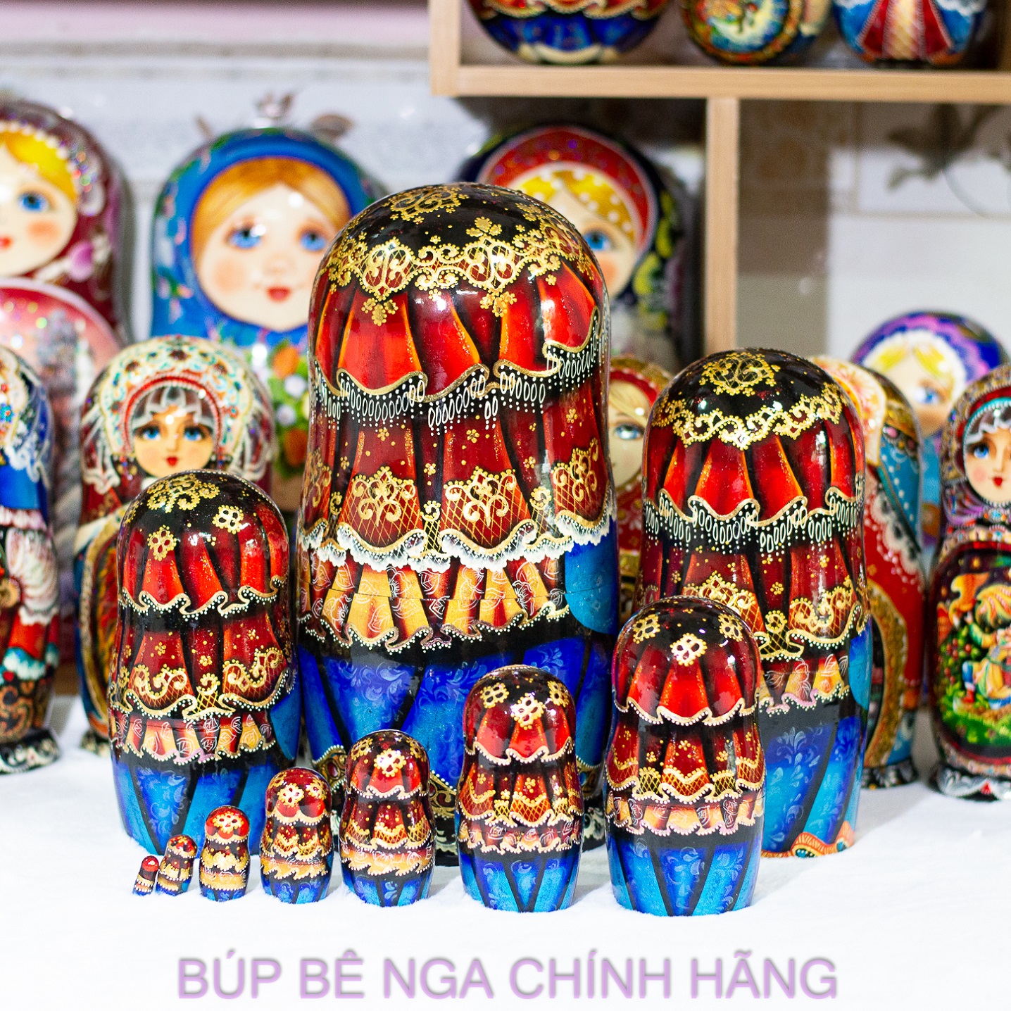 BỘ BÚP BÊ NGA CAO CẤP 10 LỚP 26CM HOA VĂN "PHONG CẢNH SAINT PETERSBURG" CỰC ĐẸP VÀ SANG TRỌNG, ĐỘC ĐÁO