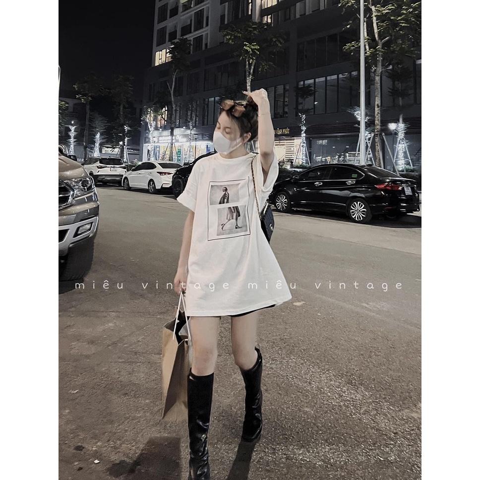 Áo Thun Unisex Cô Gái Trắng Đen Lạ Mắt