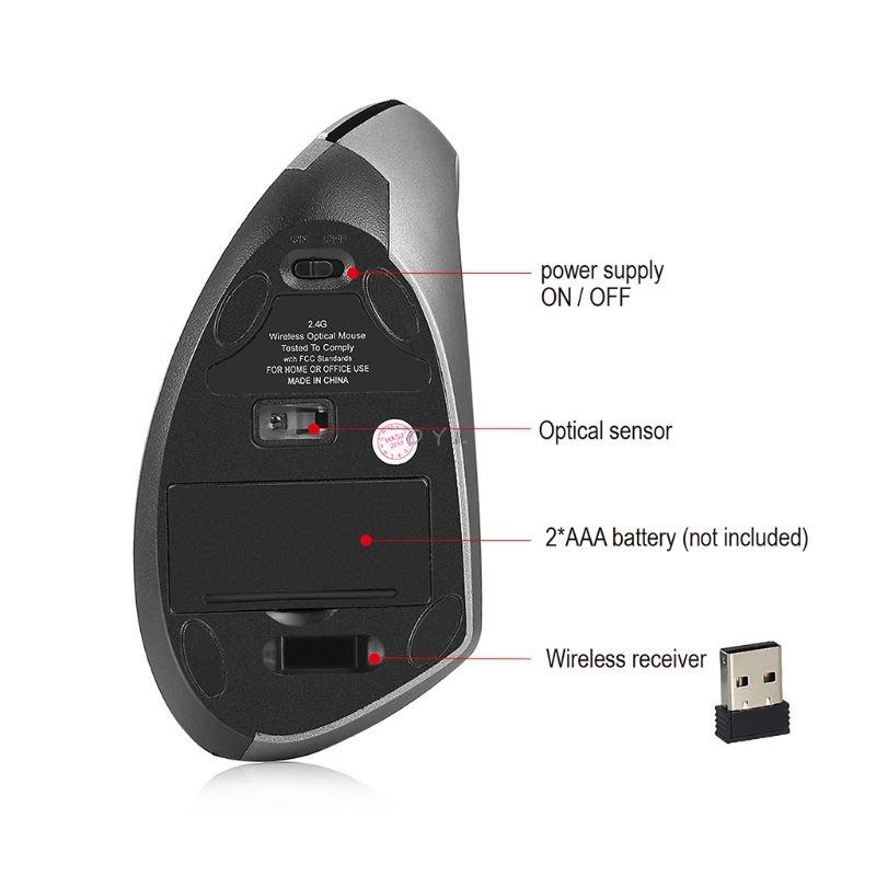 Chuột Không Dây Công Thái Quang 2.4G/800/1600/2400DPI Đèn Cổ Tay Tốt Dọc Chuột Với Miếng Lót Chuột bộ Cho Máy Tính