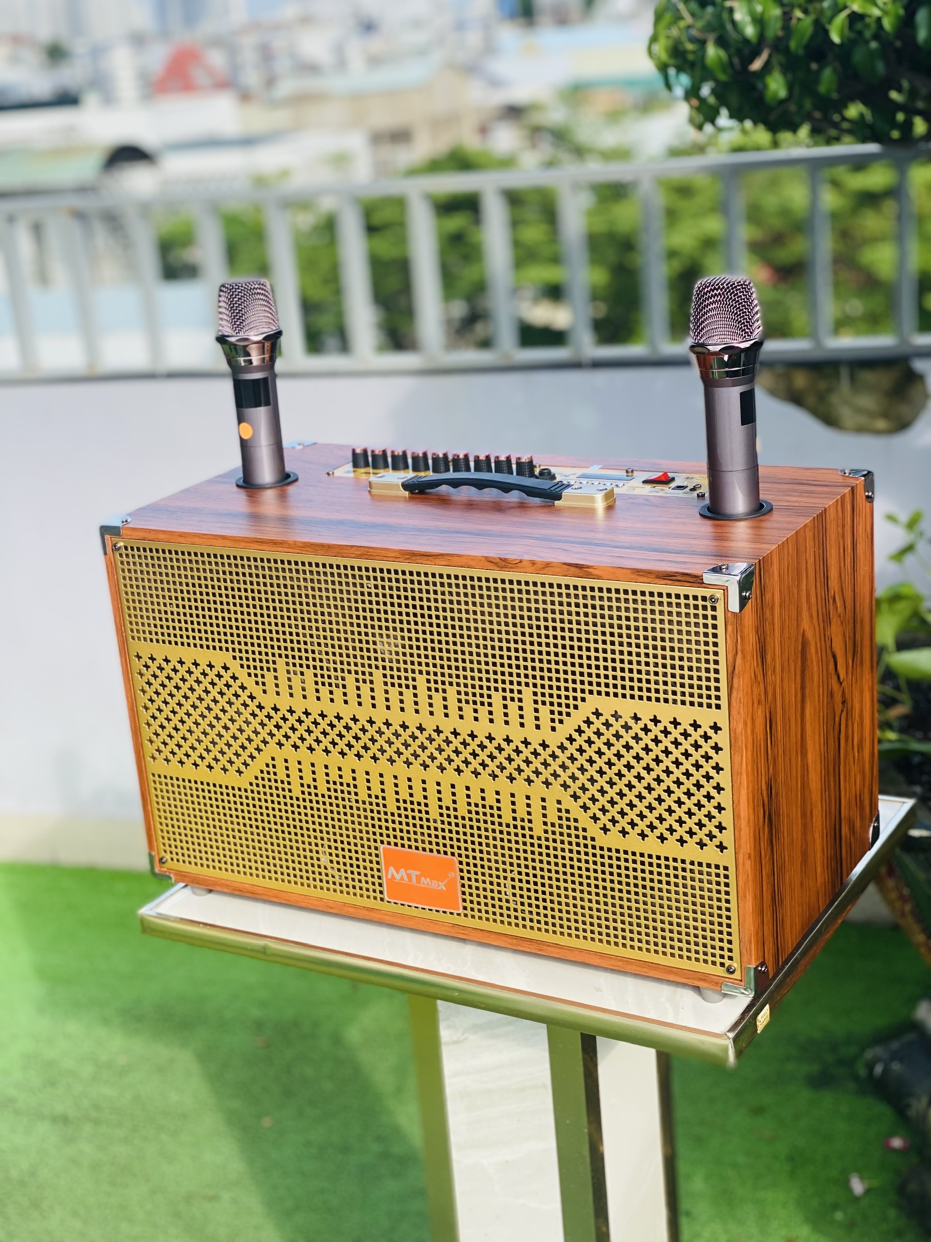 Loa Karaoke Mini P288 Bass đôi 20 Công Suất 350w Kết Nối Bluetooth, Hát Cực Hay Kèm 2 Micro Không Dây Hút Tiếng Hát Nhẹ Hàng Nhập Khẩu