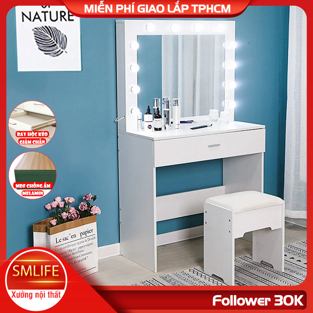 Bàn trang điểm gỗ hiện đại SMLIFE Meera  | Gỗ MDF dày 17mm chống ẩm | D80xR45xC140cm