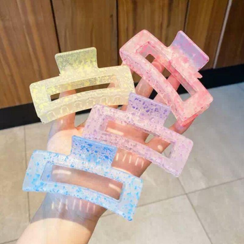 Kẹp tóc chữ nhật nhiều màu thiết kế đơn giản phong cách Hàn quốc