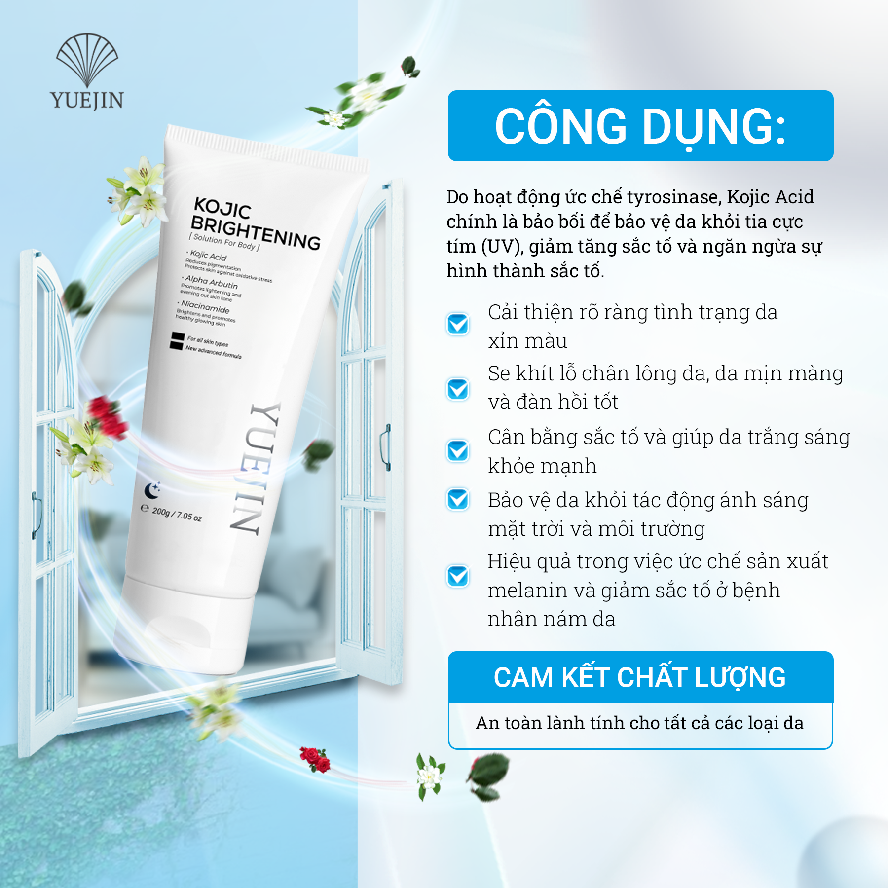 Kem Ủ Trắng Da Toàn Thân Yuejin Kojic Brightening