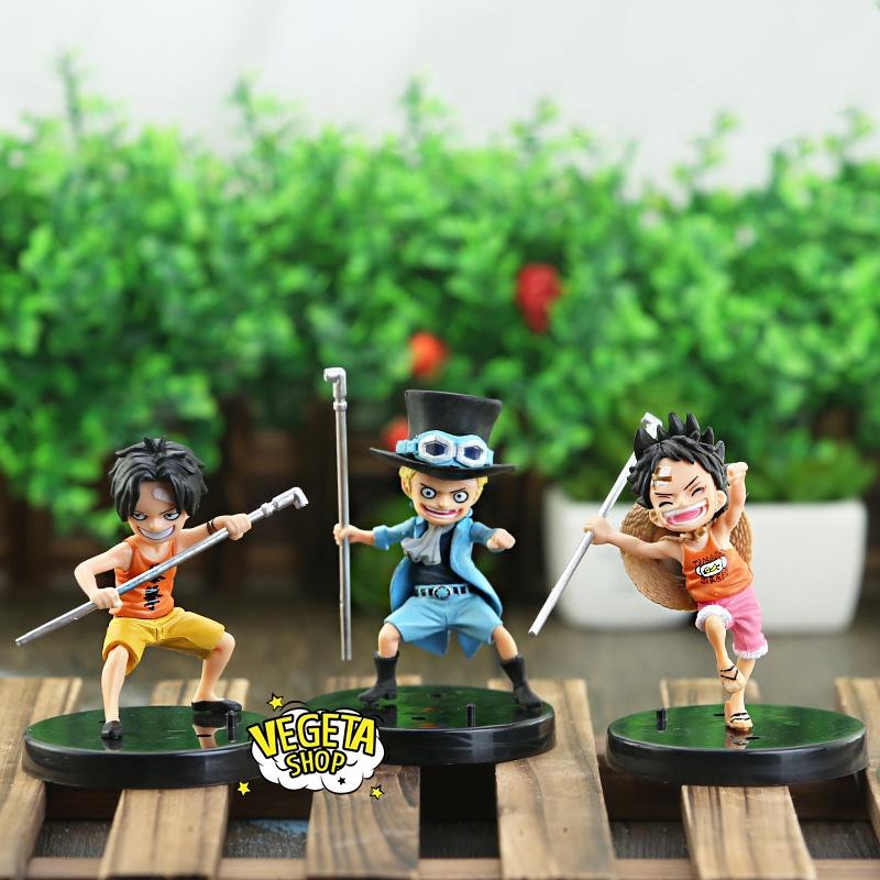 Mô hình One Piece - Set 3 anh em Sabo Portgas D Ace Monkey D Luffy hồi nhỏ - Có 2 loại đế chung và riêng - Cao 9~10 cm