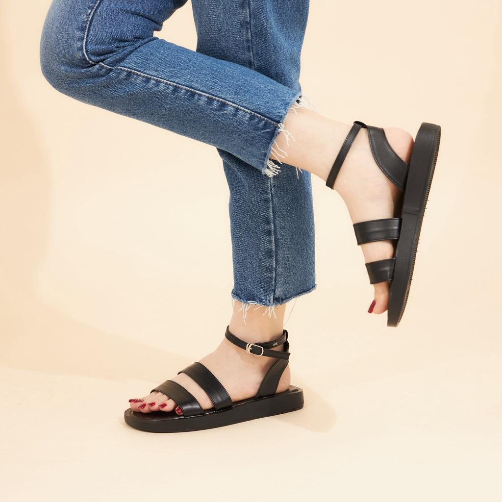 Giày Sandal Nữ MWC 2968 - Sandal Quai Kép Cao 3cm Siêu Hack Dáng Phối Khóa Lót Dán Thời Trang