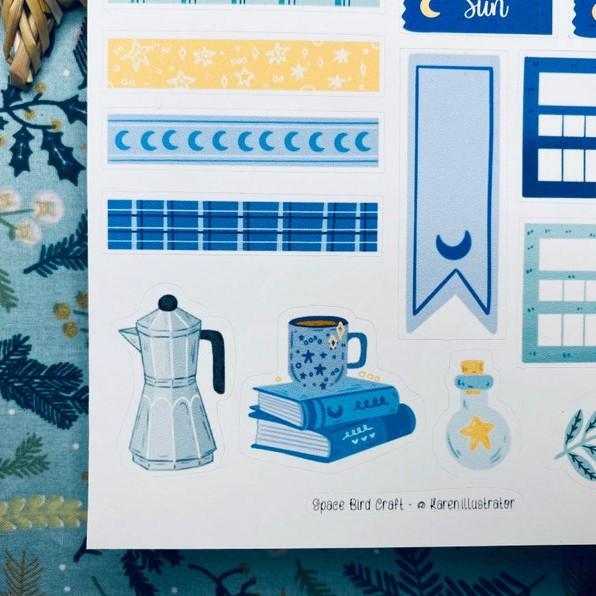 Sticker sheet night planner kit - chuyên dán, trang trí sổ nhật kí, sổ tay | Bullet journal sticker - unim057