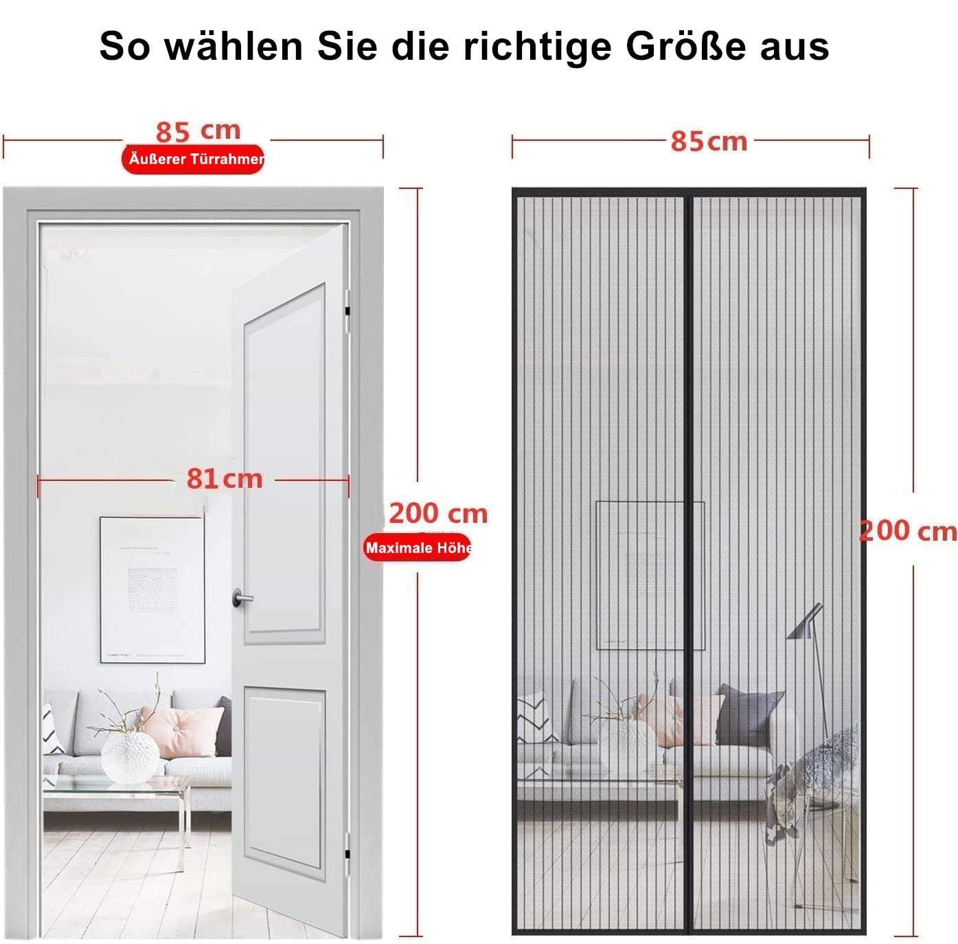 Magnet Fly Grille Cửa bảo vệ côn trùng 85x200cm, Rèm từ tính là lý tưởng cho cửa ban công, cửa hầm và cửa hiên, lắp ráp keo dính ánh sáng mà không cần khoan, không rút ngắn