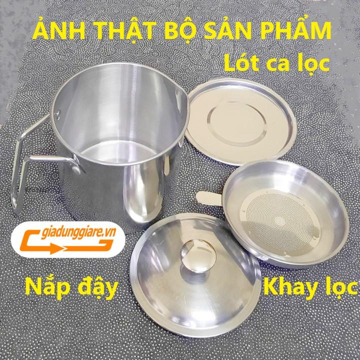 (Hàng loại 1) CA LỌC DẦU ăn INOX 304 (1200ml ) có lưới lọc cặn tiện lợi hàng cao cấp dầy dặn không gỉ sét