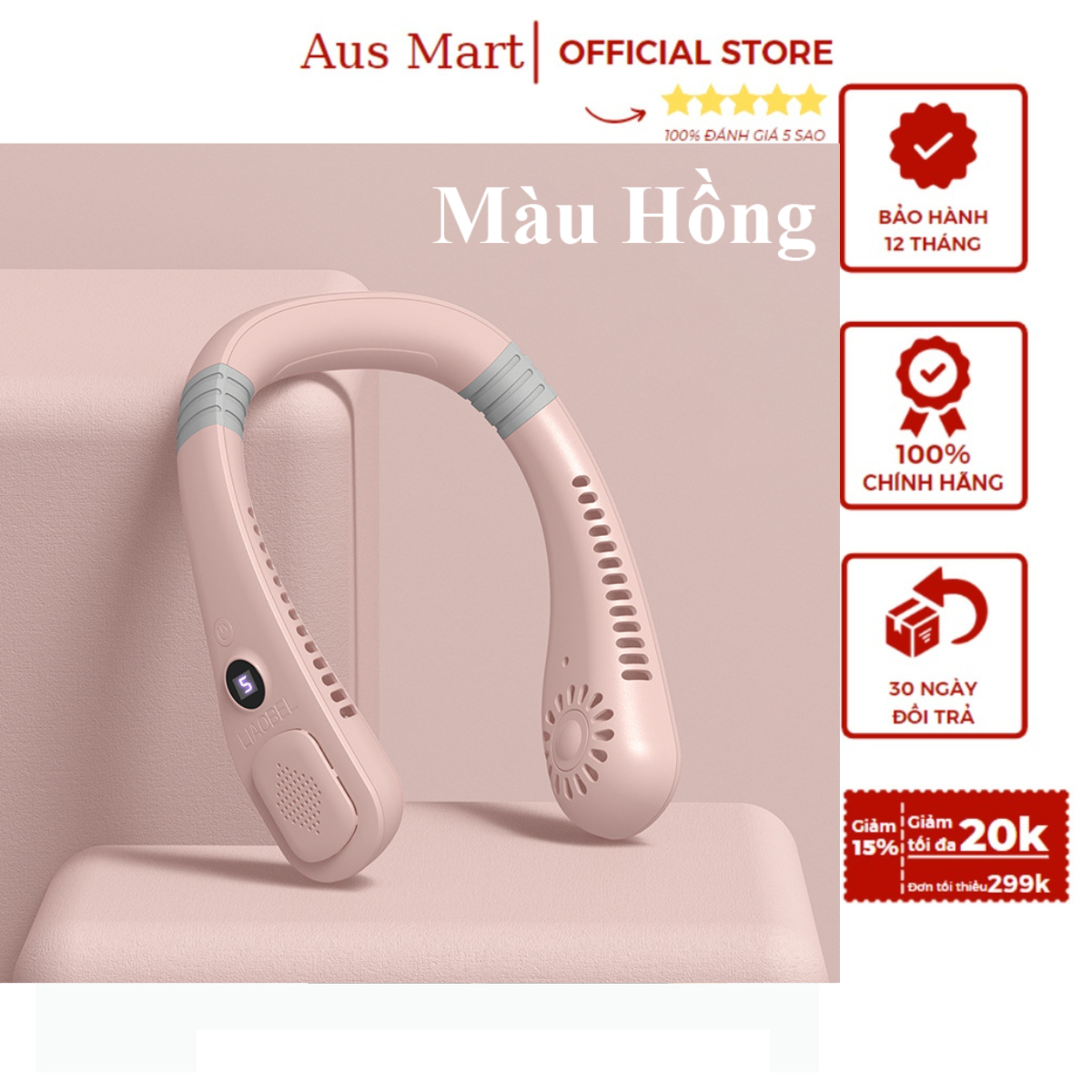 Quạt Mini Đeo Cổ Siêu Mát Cho Mẹ Và Bé Không Cánh Tích Điện 5 Cấp Độ Màn Hình Đèn Led Quạt Điều Hòa Mini Thiết Kế Gọn Nhẹ Dung Lượng Pin Lớn Thích Hợp Khi Cho Bé Đi Chơi Dã Ngoại