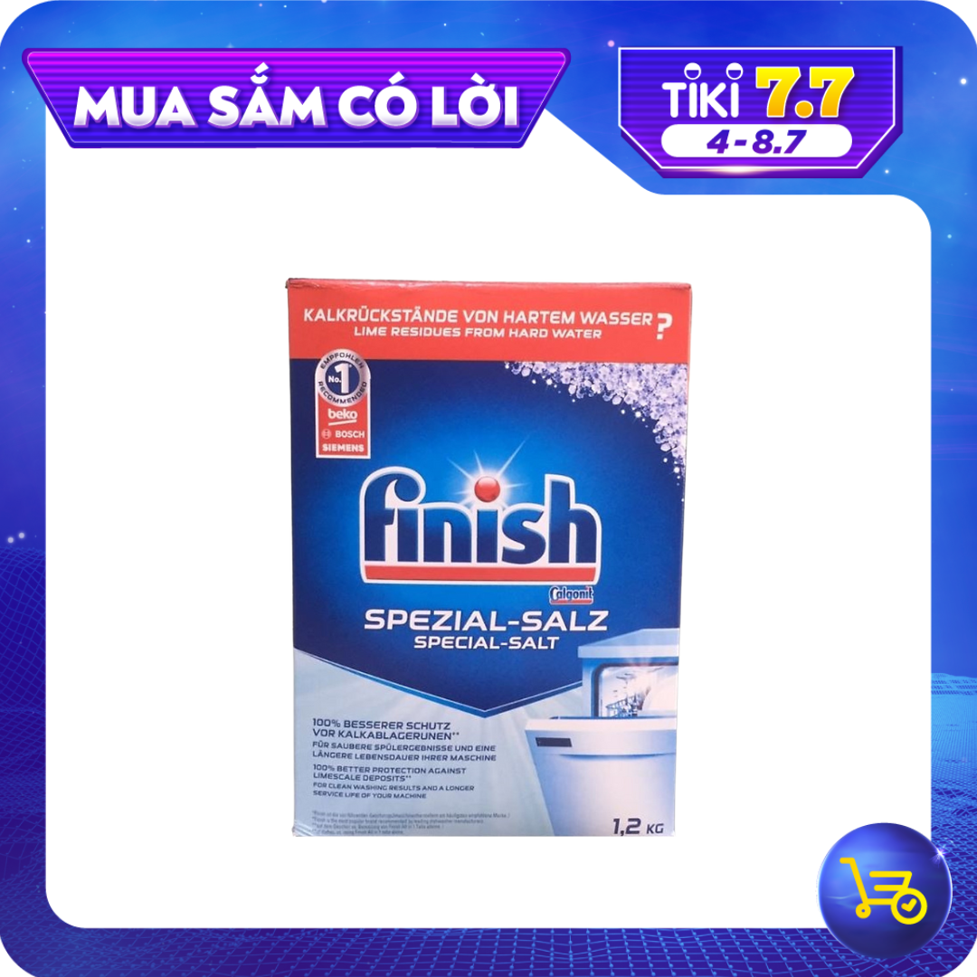 Muối rửa bát Finish 1.2kg, muối finish 1,2kg là muối làm mềm nước trong máy rửa chén bát ly 1200g