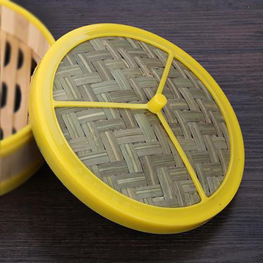 Natural Bamboo Steamer Basket For Cooking Dumpling Meat W/ Lid Home Kitchen