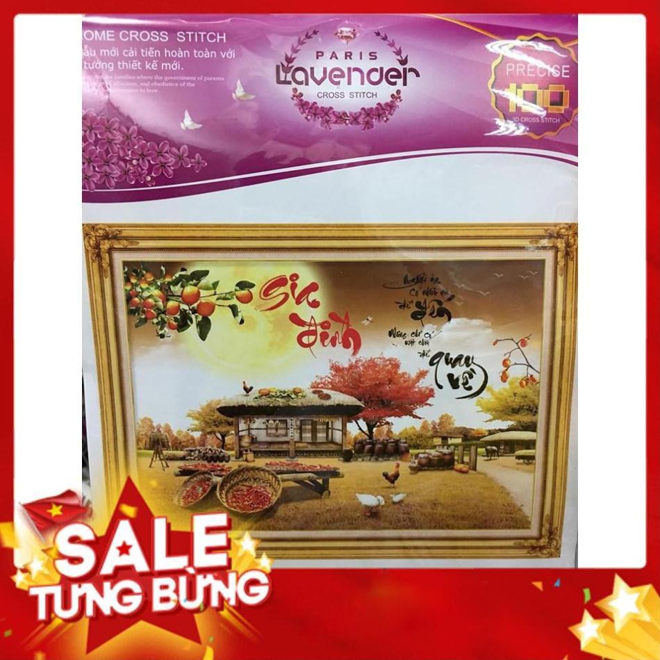 Tranh thêu chữ thập thư pháp gia đình KT 63x47cm