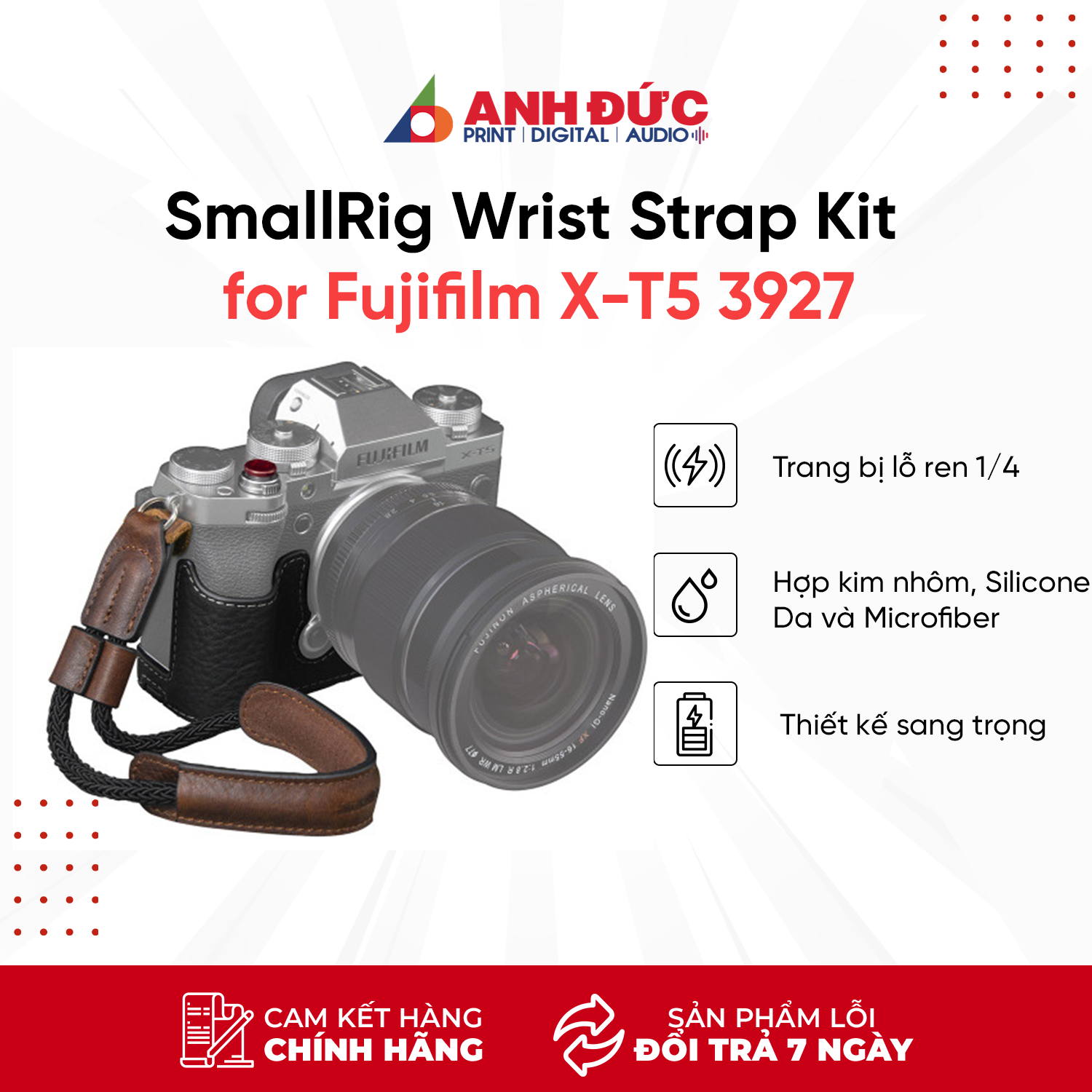 Khung máy ảnh SmallRig Half Case / Wrist Strap Kit for Fujifilm X-T5 3927 - Hàng chính hãng