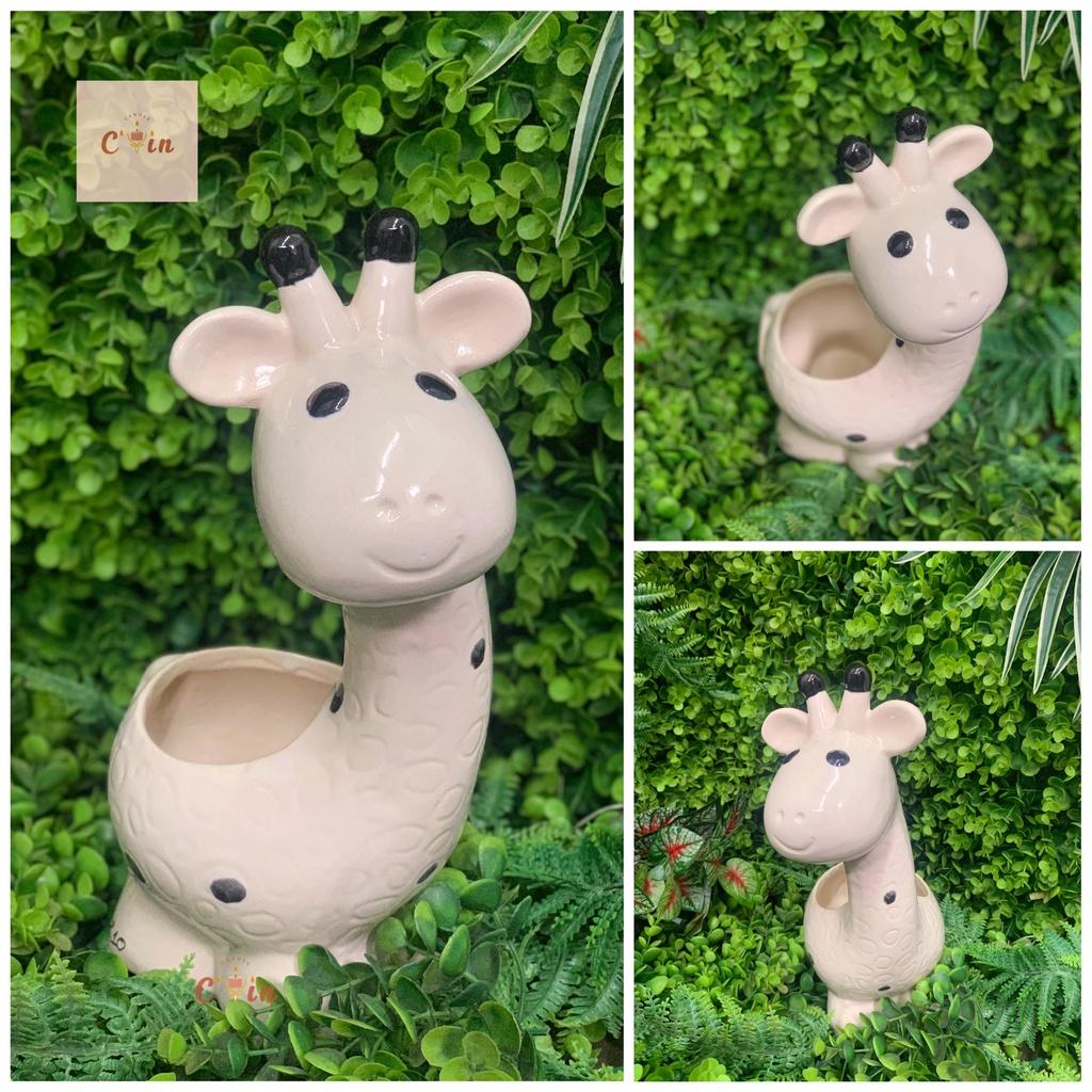 Chậu Hươu Cao Cổ, Lạc Đà, Nai dễ thương - Chậu trồng cây, trồng Sen Đá - Decor, trang trí sân vườn- Gốm Xuất Khẩu