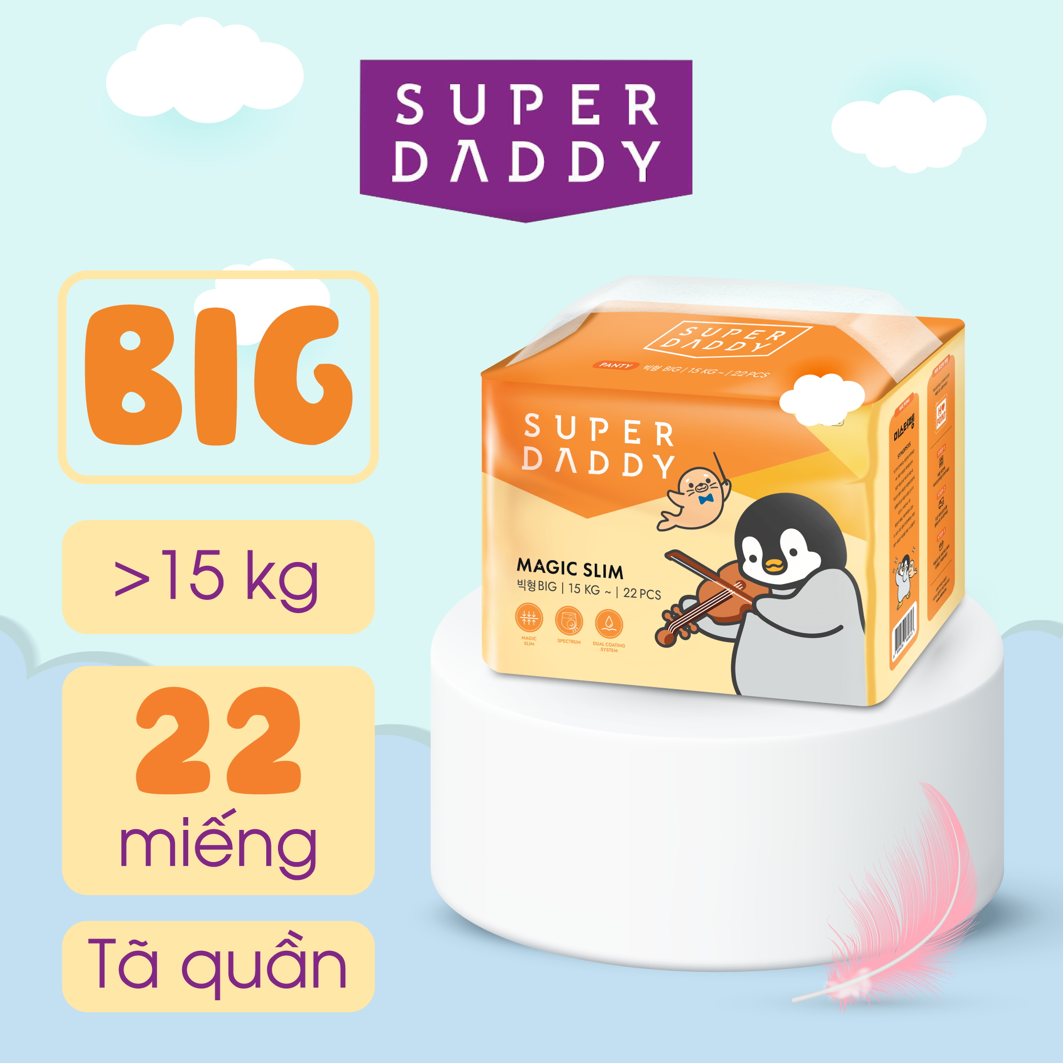 Tã Quần/Dán Super Daddy New Magic Slim Quần/Dán đủ size S/M/L/XL/BIGSIZE/KIDSIZE
