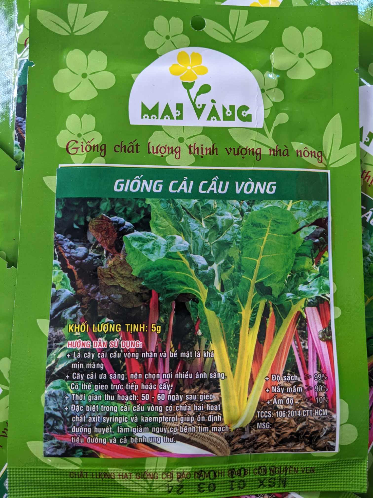 Hạt giống cải cầu vồng 5gr