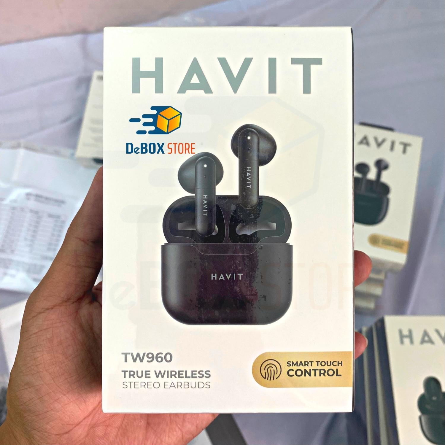 Tai Nghe Bluetooth TWS HAVIT TW960, BT 5.1, Độ Trễ Thấp, Kháng Nước IPX4, Nghe Đến 16H (Đen) - Hàng Chính Hãng