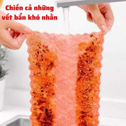 Khăn lau tay nhà bếp khăn lau bếp đa năng hai mặt siêu thấm hút dầu mỡ cực tốt chất liệu sợi bông mềm mại cao cấp