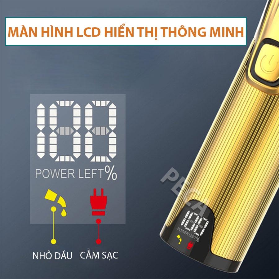 Tông đơ chấn viền cao cấp KEMEI KM-I32S không dây sử dụng đế sạc USB màn hình LED hiển thị thông minh dùng để cạo trắng, cắt tóc cạo trọc đầu có móc treo tiện lợi