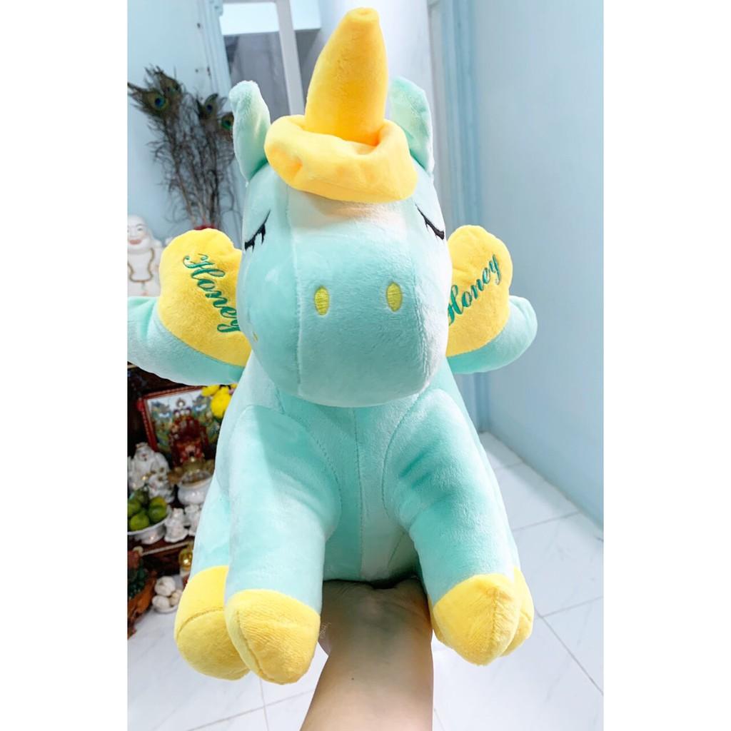 Gấu bông Kì lân ngồi honey cánh tim cute quà tặng