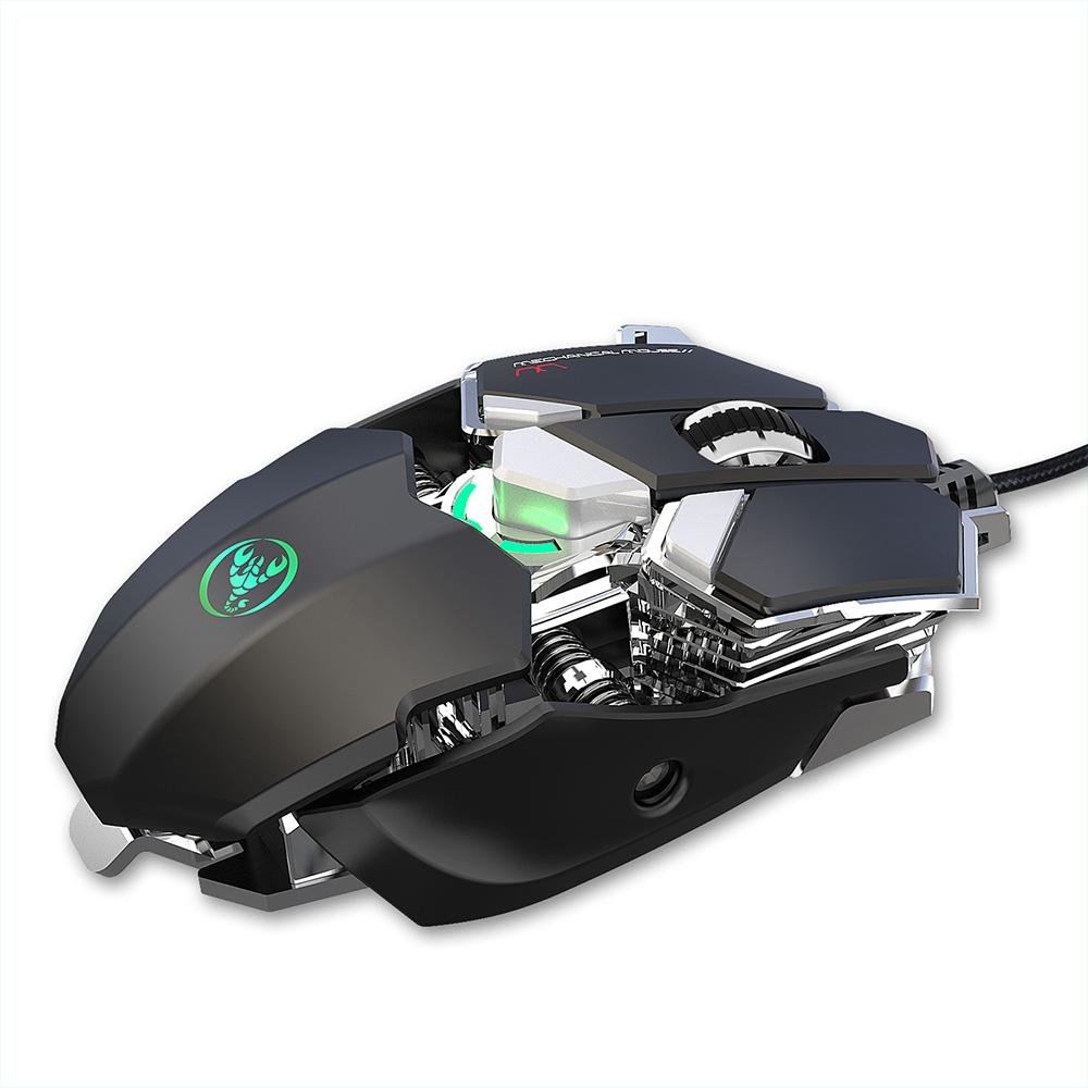 Chuột chơi game có dây HXSJ J600 lập trình macro chín phím với sáu DPI có thể điều chỉnh Hiệu ứng ánh sáng RGB đầy màu sắc