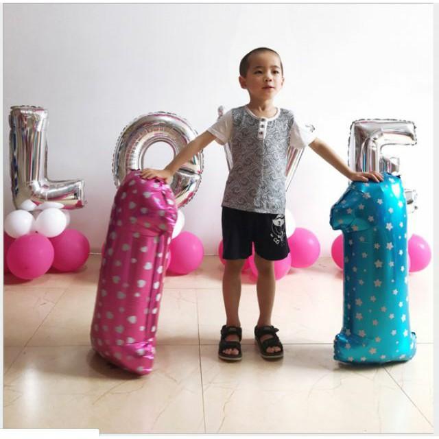 Bóng số 1 cỡ đại 70cm trang trí sinh nhật, thôi nôi cho bé trai, bé gái tại nhà