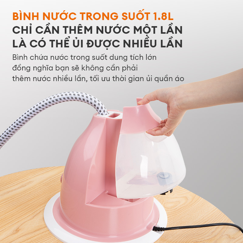 Bàn ủi hơi nước dạng đứng Gaabor GS2000M-PK01A dung tích 1.8L công suất 2000W tạo hơi nước nhanh 30s - Hàng chính hãng