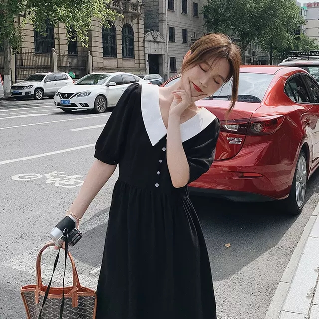 Đầm suông tay bồng nữ Hàn Quốc mới nhất