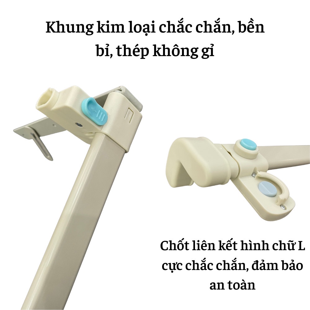 Thanh chắn giường cho bé điều chỉnh độ cao linh hoạt bảo vệ bé chống va đập, ngã lộn hình Cầu Vồng/Hello Baby 4BABIES