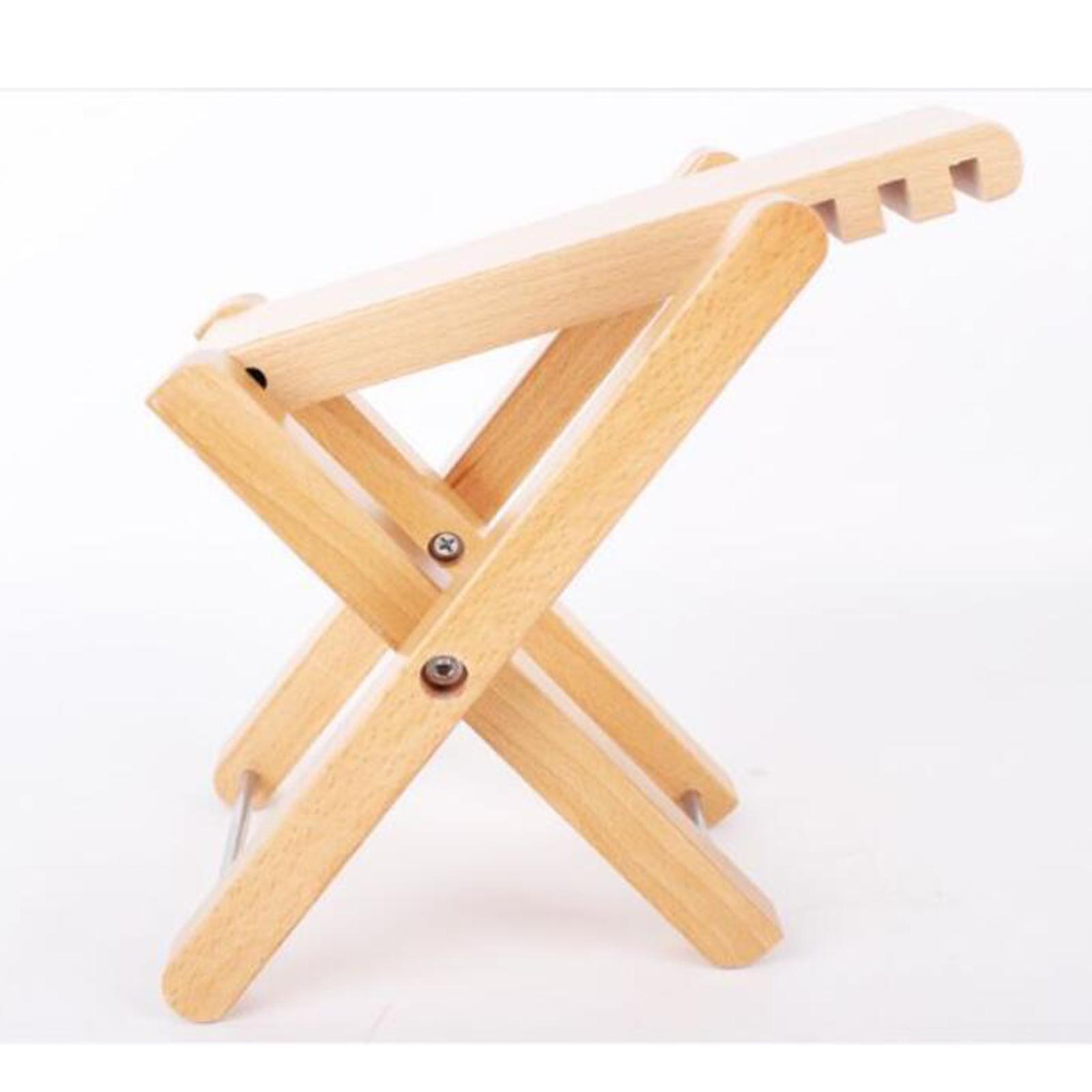 Wood Guitar Footstool Durable Non-Slip Adjustable Height 4 Level Guitar Foot Stand for Folk Bass
