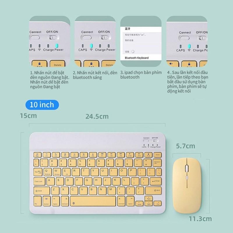 Combo bàn phím &amp; chuột không dây bluetooth nhiều màu sắc nhỏ gọn cho điện thoại máy tính bảng ipad laptop macbook tivi