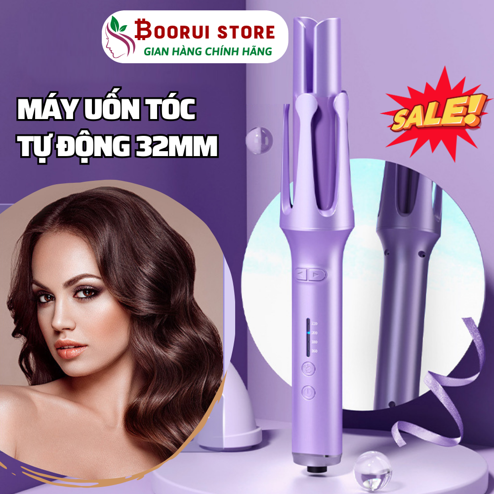 Máy uốn tóc xoăn tự động size 32mm, uốn tóc bằng ion âm, chất liệu gốm sứ làm nóng nhanh, giữ nếp lên đến 12 giờ - Hàng chính hãng